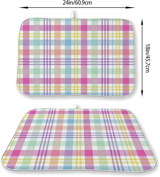 Easter Checkered Dish Drying Mats 18x24 Inch Colorful Buffalo Plaid Drying Mats - Image 2