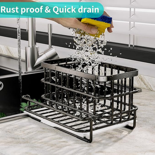 HapiRm Kitchen Sink Organizer, SUS304 Stainless Steel Rustproof Multifunctional - Image 2