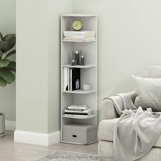 Furinno PASIR Book Shelf, 5-Tier Corner Bookshelf - Image 2