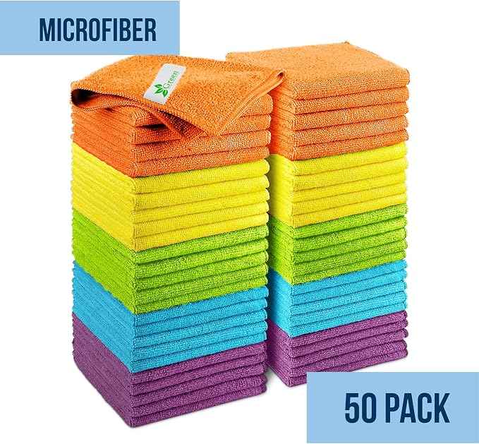 GREEN LIFESTYLE Chamois Cloth, Microfiber Cleaning Cloth 50 Pack, Borderless - Image 7