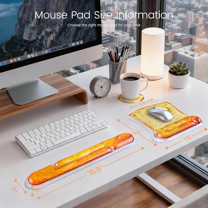 Ospelelf Mouse Pad with Wrist Rest and Ergonomic Gel Keyboard Hand Wrist - Image 7