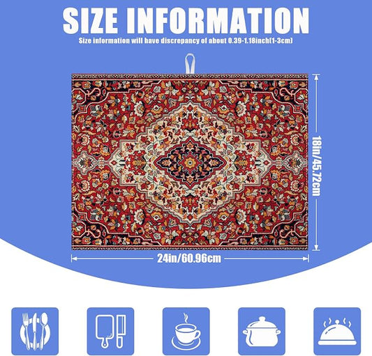 Boho Vintage Ethnic Dish Drying Mat - Image 2