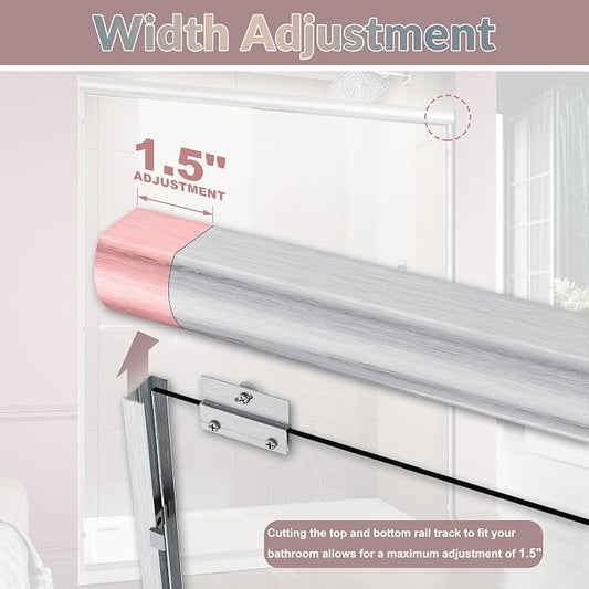 ELEGANT 58.5-60 in. W x 72 in. H Semi-Frameless Sliding Shower Door in Brushed - Image 2