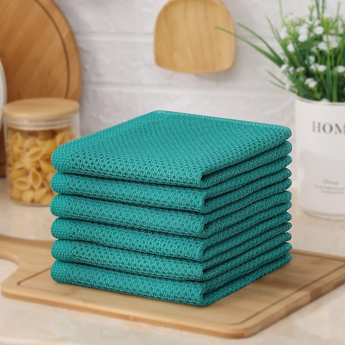 Kitinjoy 100% Cotton Kitchen Dish Cloths, 12 Pack Waffle Weave Ultra Soft - Image 7