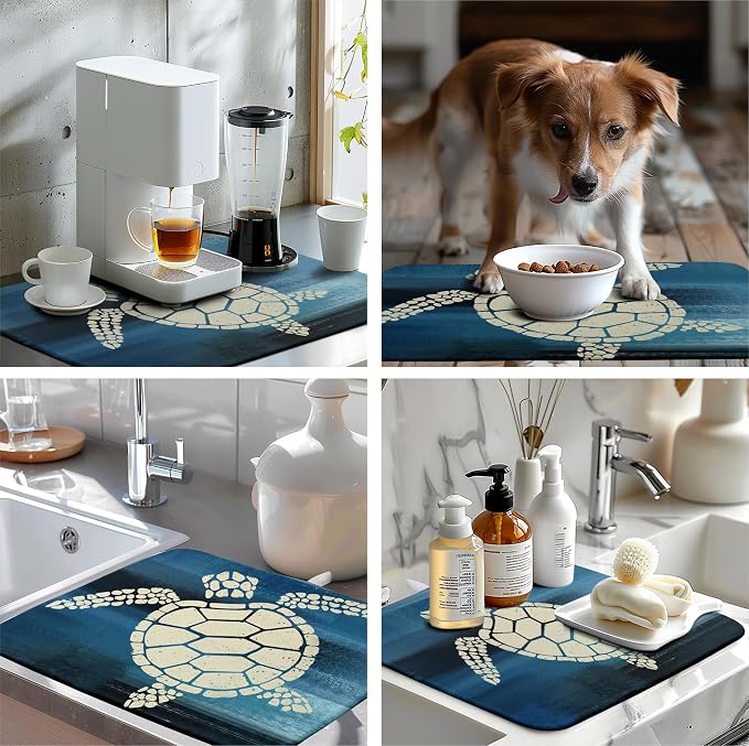 Sea Turtle Dish Drying Mats for Kitchen Counter 18x24 Inch Summer Ocean Animal - Image 7