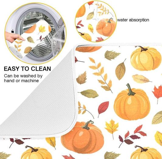 Fall Pumpkin Pattern Dish Drying Mat - Image 2