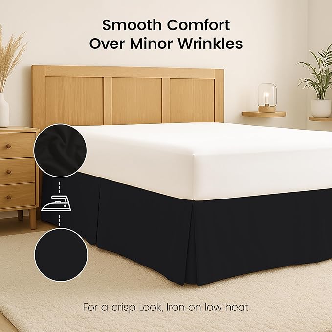Utopia Bedding King Bed Skirt - Soft Quadruple Pleated Ruffle - Easy Fit with 16 Inch Tailored Drop - Hotel Quality, Shrinkage and Fade Resistant (King, Black)