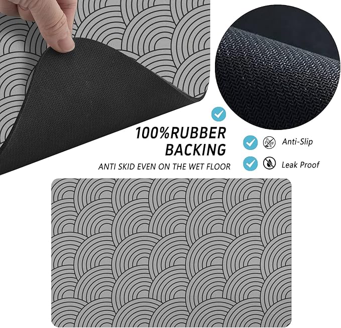 Dog Food Mat for Floors, Absorbent and Quick-Drying Pet Cat Food Mat,Anti-Fouling and Easy-to-Clean Pet Feeding Mat,Dog Bowl Mats for Messy Drinking Water Bowls.17x32inch Boho Style