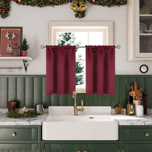 BGment Burgundy Half Window Curtains - Image 2