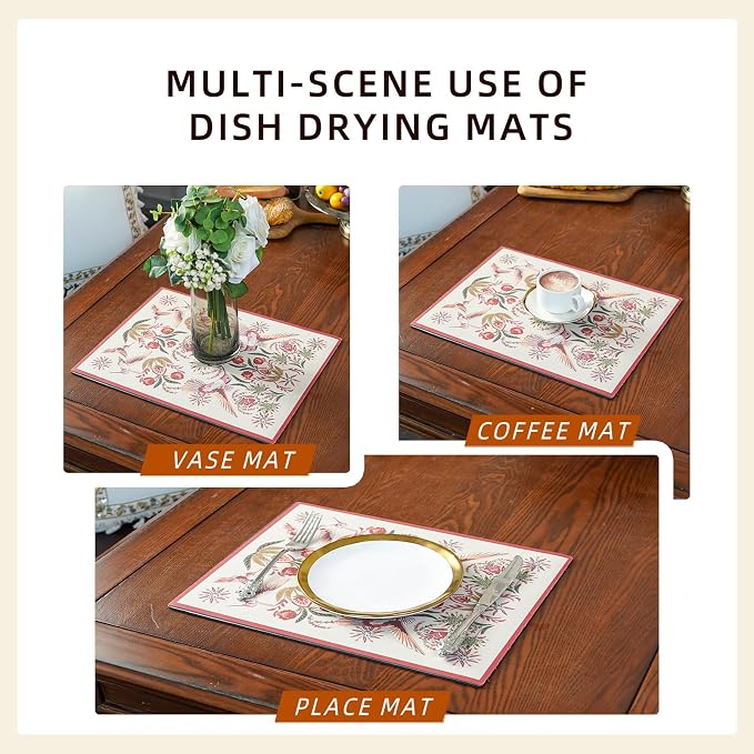 Dish Drying Mat Coffee Mat Rubber Backed Soft Silicone Dish Drying Mat - Image 6