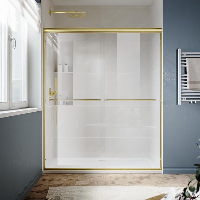 SUNNY SHOWER Double Sliding Glass Door 60" W x 72" H Shower Door 1/4" Tempered - Image 9