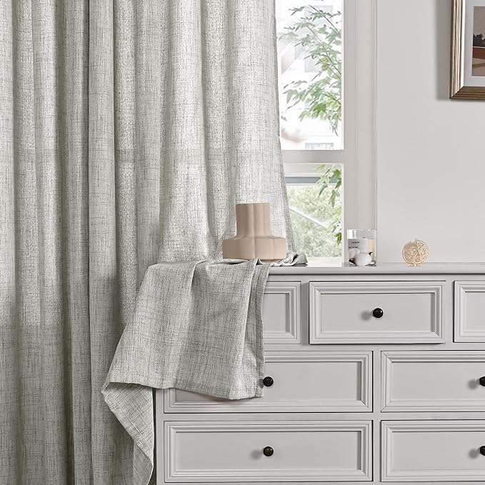 YoungsTex Dark Grey Linen Kitchen Curtains 40 Inches Long - Image 8