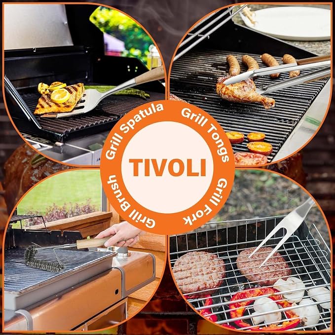 TIVOLI 4PCS Grilling Accessories, Heavy Duty BBQ Tool Set - Image 6