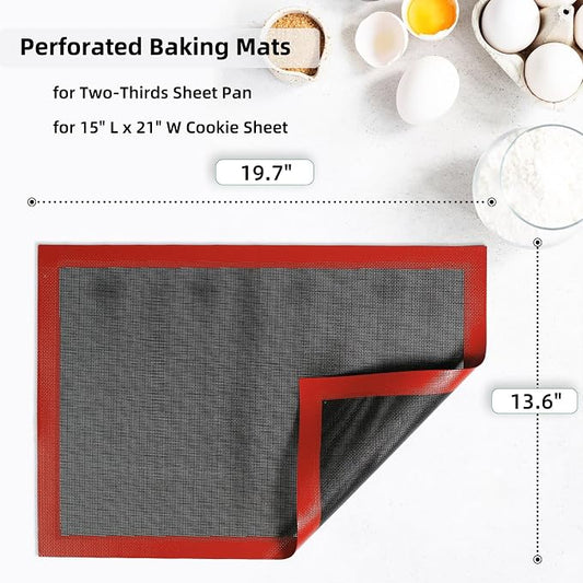 Perforated Silicone Baking Mat for Two-Thirds Size Pan, Non-Stick Eclair Baking - Image 2