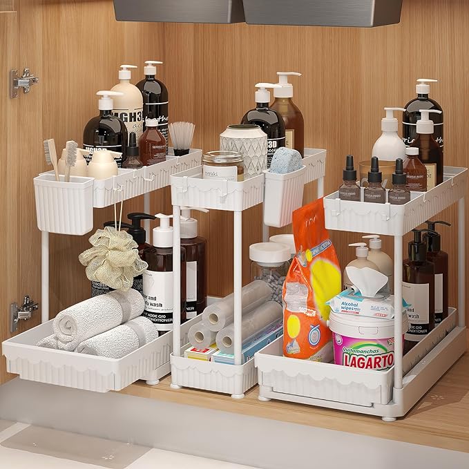 3 Pack Multi-Purpose Under Sink Organizers and Storage, 2026 L-Shaped Pull Out - Image 7
