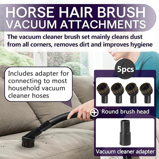 5PCS Horse Hair Brush Vacuum Attachment Set - Image 2