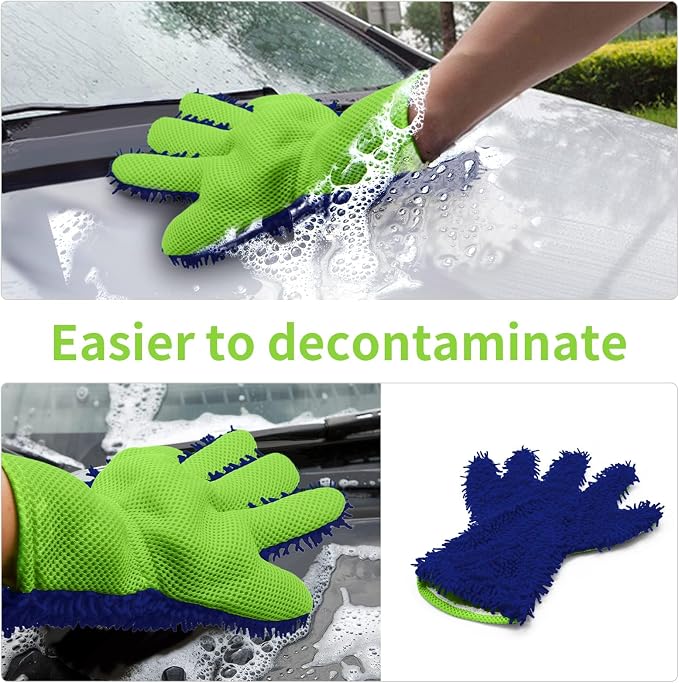 BokWin 2-Pack Car Wash Mitt Scratch Free, 5-Finger Microfiber Wash Mitts - Image 7