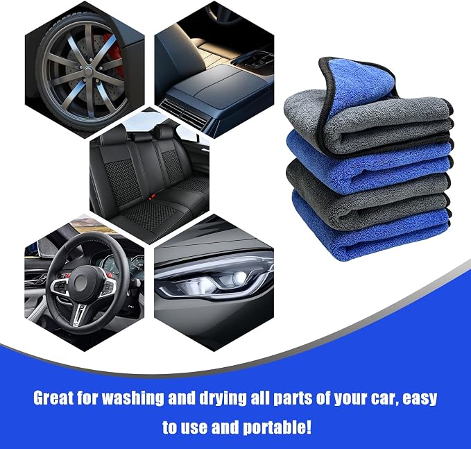 4PCS Microfiber Towels for Car, Scratch-Free Drying & Detailing Towel Wash - Image 6