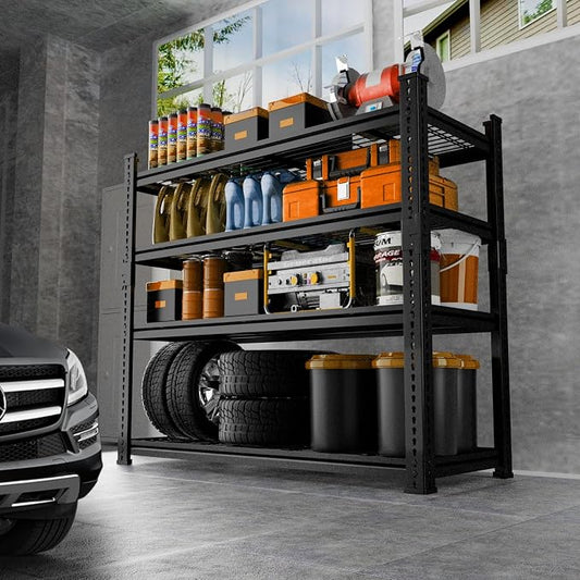 Storage Shelves Heavy Duty 4 PCS, 4-tier Adjustable Metal Industrial Utility - Image 2