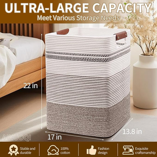 Laundry Hamper - Tall Woven Rope Laundry Basket - Clothes hamper - Image 2