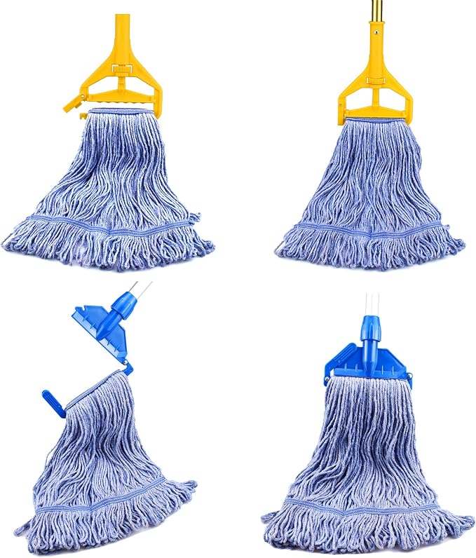 String Mop Heads Replacement Heavy Duty Commercial Grade Blue Cotton Looped End - Image 7