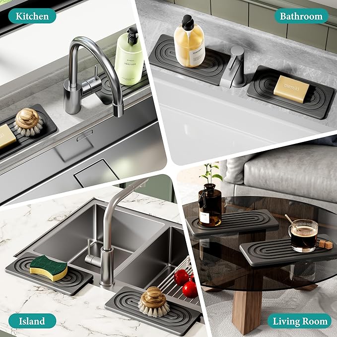Water Absorbing Stone Tray for Sink, Quick Drying Diatomite Bathroom Tray - Image 7