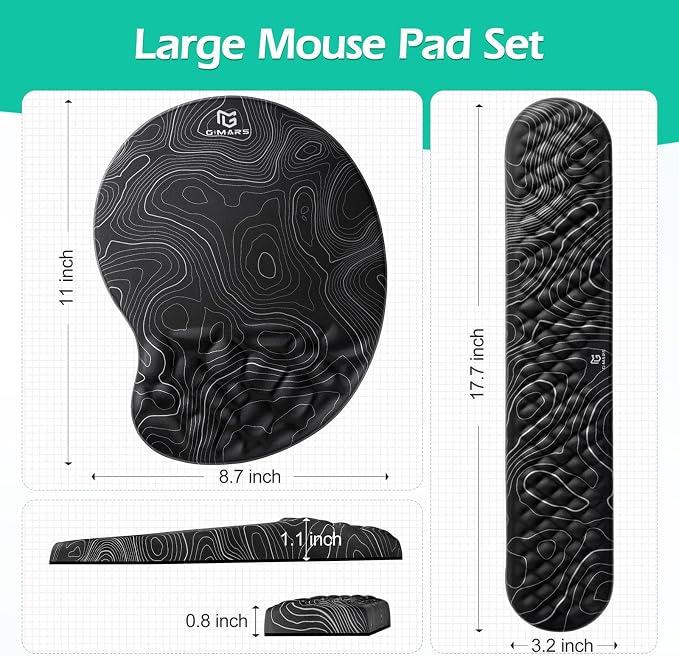 Gimars Upgrade Ergonomic Ultra-Soft Foam Keyboard Mouse Pad Wrist Rest Set - Image 7