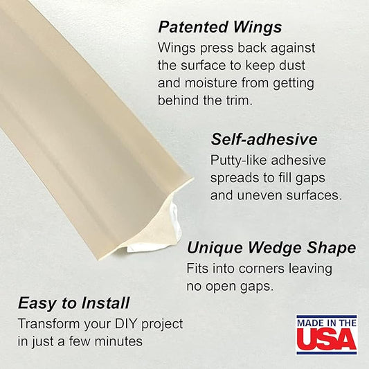 InstaTrim The Original Flexible Trim - 50ft Ivory 3/4" Wide Caulk Tape - - Image 2