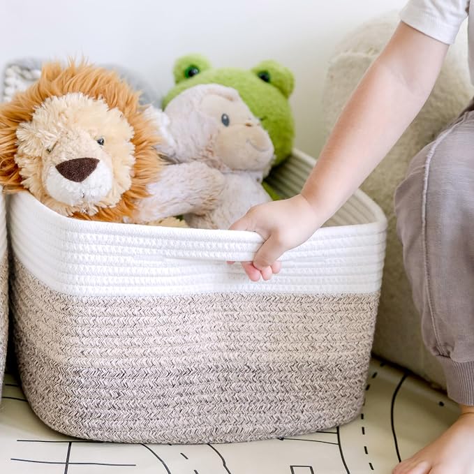 NaturalCozy Storage Baskets 16.8”x13”x7.6” Cotton Rope Woven Baskets - Image 9