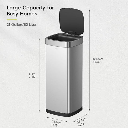 EKO EcoSmart Tall and Large Kitchen Trash Can, 80L/21.1G High Capacity - Image 2