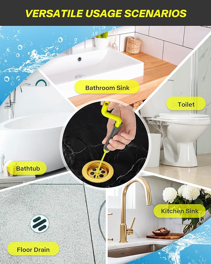 Drain Clog Remover Tool, 30 Inch Sink Snake Hair Clog Remover - Image 7