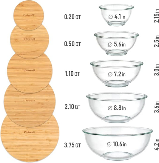 Stackable Space-Saving Set of 5 Nesting Glass Bowls - Image 2
