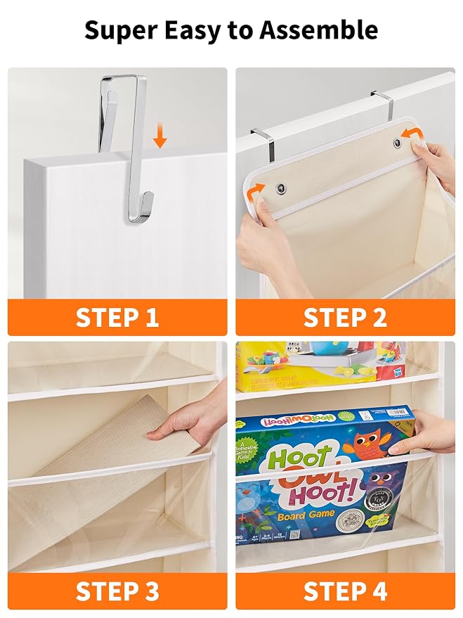 JARLINK Toy Stuffed Animal Storage, Over The Door Organizer W/Clear View Windows - Image 9