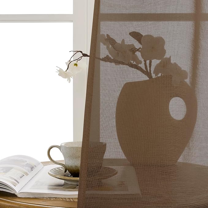 Tollpiz Sheer Curtains Closet Linen Textured Curtain Sheers Doorway Light - Image 9