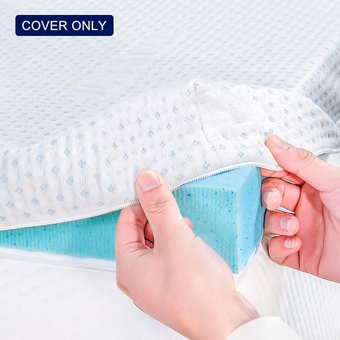 Subrtex Mattress Topper Cover (Only Cover) Mattress Protector Bedding Rayon Made from Bamboo Removable Mattress Encasement Mattress Cover with Zipper (2 Inch, White, Full)