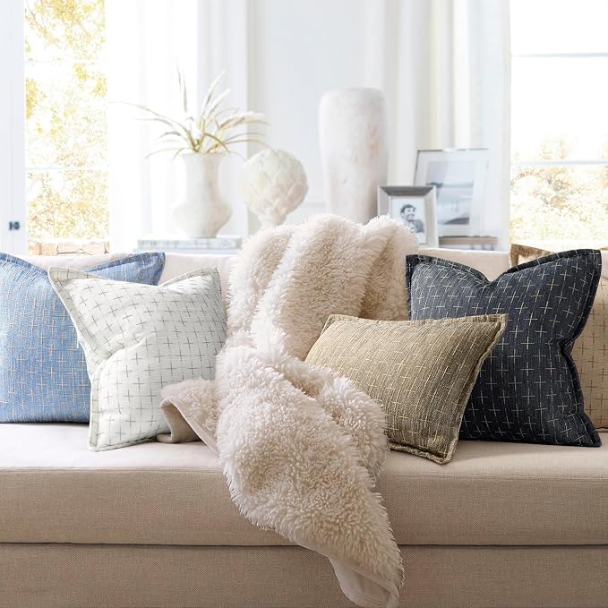 ZWJD 12x20 Pillow Covers Set of 2 Soft Polyester Textured Pillow Covers - Image 6