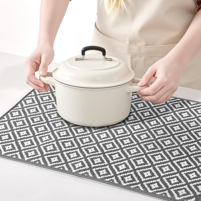 Subekyu 2 Pack Dish Drying Mat, 24*18 inch Ultra Absorbent Microfiber Dishes - Image 7