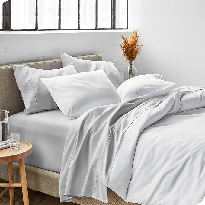 Bare Home Split Head Flex King Sheet Set - 1800 Ultra-Soft Microfiber Bed Sheets - Double Brushed - Deep Pockets - Easy Fit - 4 Piece Set - FlexTop King Bedding (Split Head Flex King, Cloud Grey)