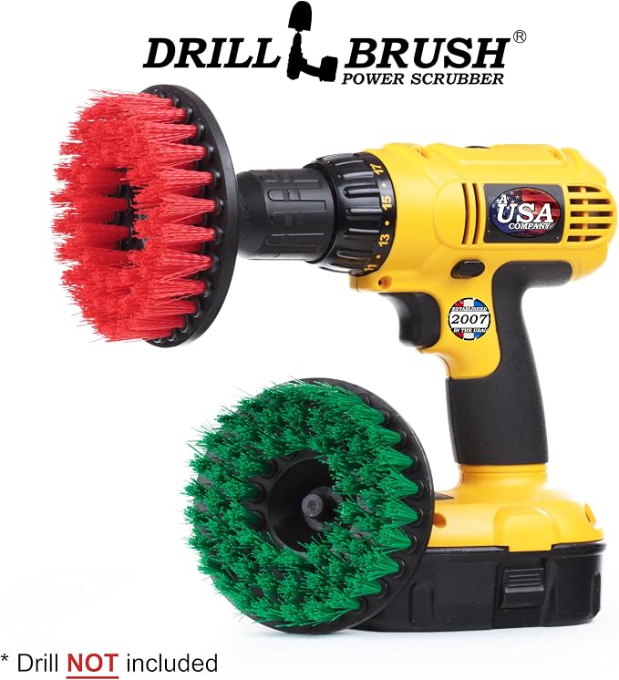 Drill Brush - Cleaning Supplies - Medium and Stiff Bristle Brush Kit - Spin - Image 7