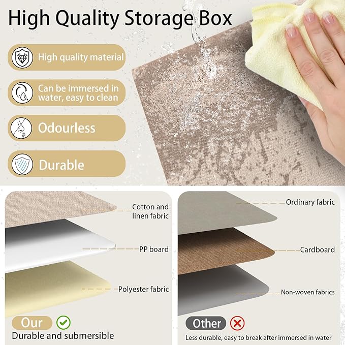 Yawinhe Collapsible Storage Box, Cube Storage Basket, Fabric Foldable Storage - Image 8