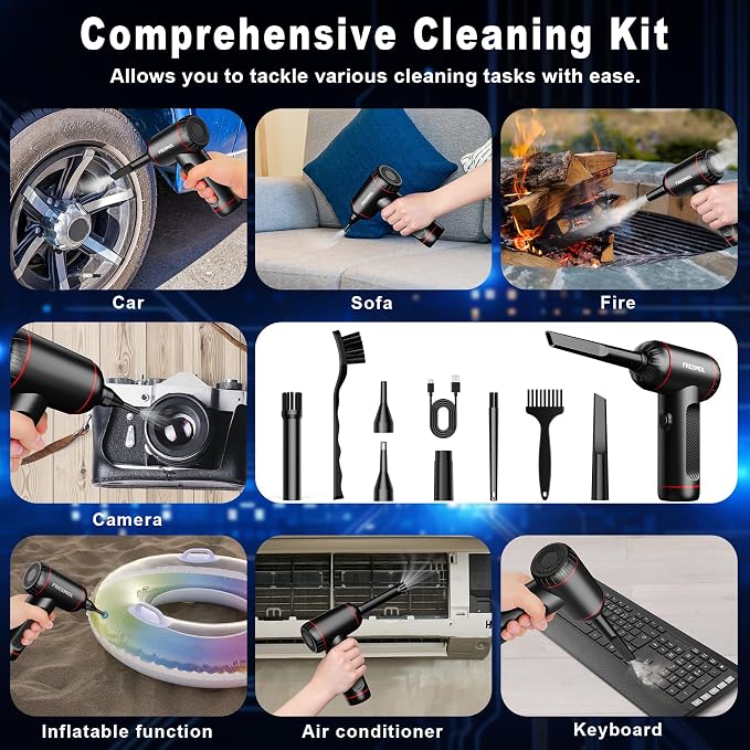Compressed Air Duster, 3 Gear Adjustable 100000RPM Electric Air Duster - Image 6