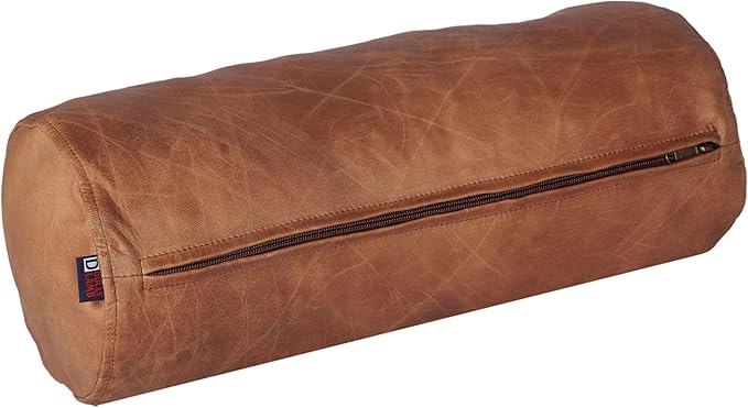 Neck Roll Pillow Cushion Cover, 14x6 Inch Full Moon Round Bolster Pillow Case, Cylinder Soft Lambskin Leather Pillowcase for Head, Spine & Neck Support During Sleep - Beige Artical Pack of 1