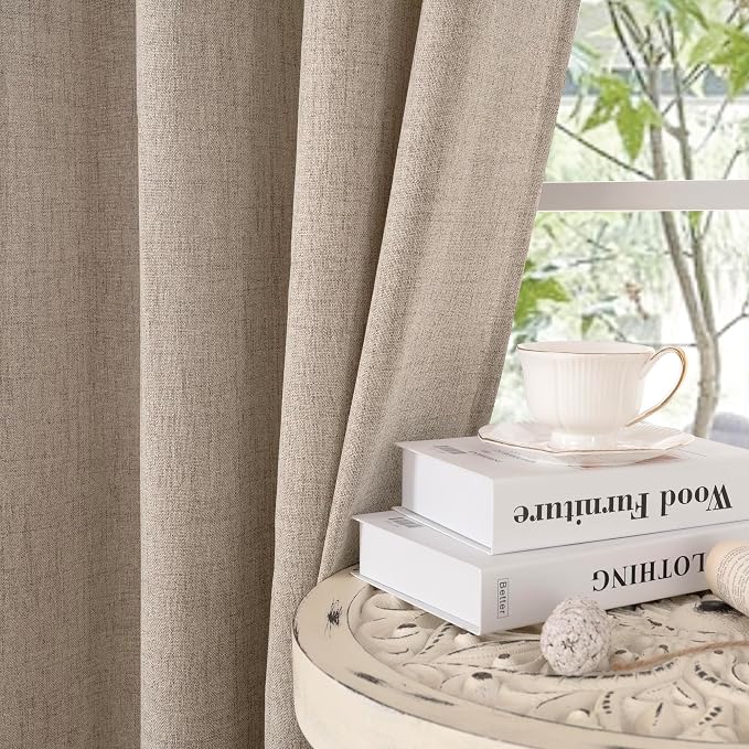 YoungsTex 90 Inch Length Linen Semi Sheer Curtains - Image 9