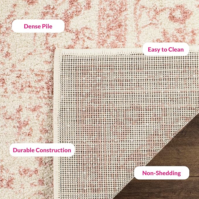 SAFAVIEH Adirondack Collection Area Rug - 5'1" x 7'6", Ivory & Rose, Distressed Vintage Floral Design, Non-Shedding & Easy to Clean, Ideal for Living Room, Bedroom, Dining Space (ADR109H)