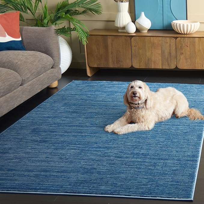 SAFAVIEH Vision Collection Area Rug - 5' Square, Blue, Modern Ombre Design, Non-Shedding & Easy to Clean, Ideal for Living Room, Bedroom, Dining Space (VSN606M)