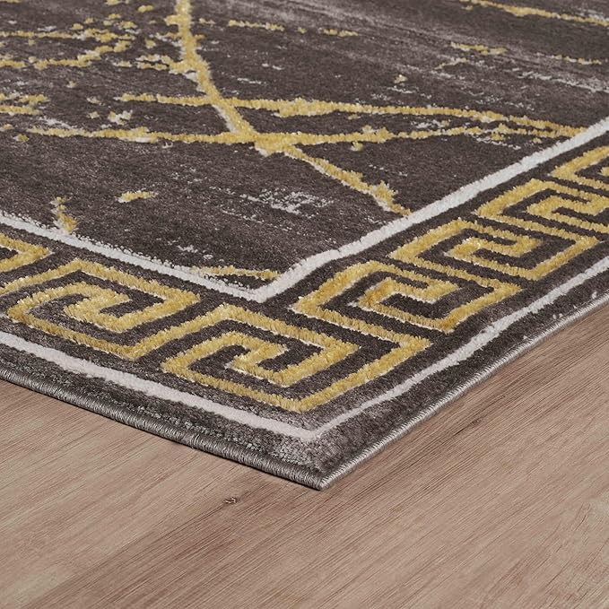 GLORY RUGS Area Rugs Marble 5x7 Brown Gold Carpet Modern Abstract Rug Living Room Dining Bedroom Rug