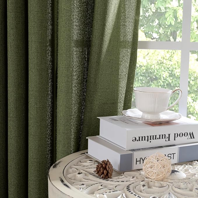 YoungsTex Olive Green Linen Curtains - Image 8