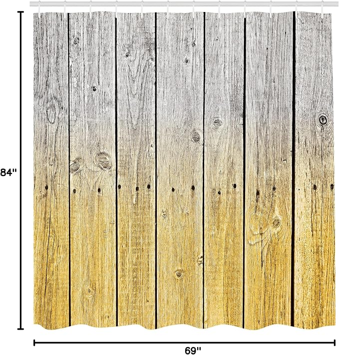 Ambesonne Rustic Shower Curtain, Wood Panels Background Digital Tones Effect - Image 6