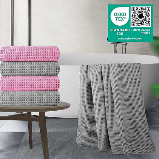 POLYTE Microfiber Oversize Quick Dry Lint Free Bath Towel, 60 x 30 in, 4 Pack - Image 2