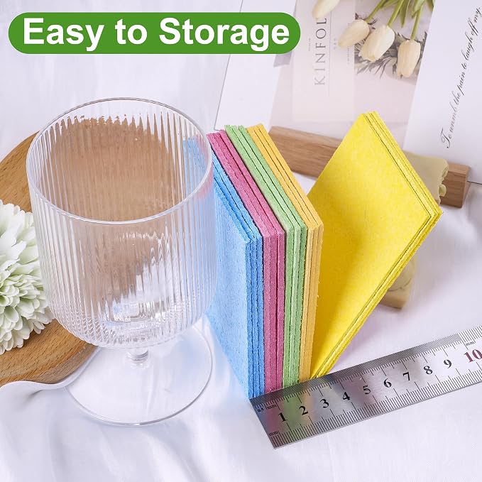 15 Pcs Cellulose Sponges Kitchen, 5 Colors Non-Scratch Colorful Sponges - Image 7